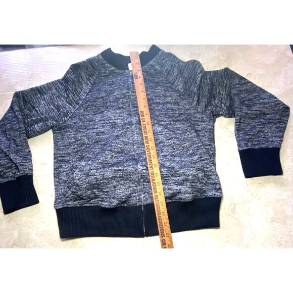 Gap Heathered Gray Zip-Up Jacket Pockets Black Ribbed Trim Comfort Casual - Picture 3 of 5